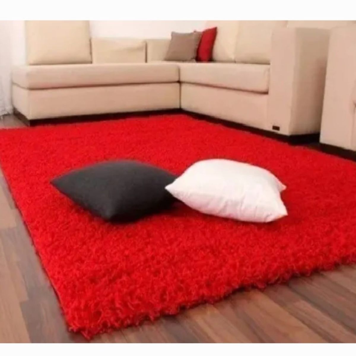 GENERICO - Alfombra peluda tipo Shaggy 300cm x 200cm Rojo