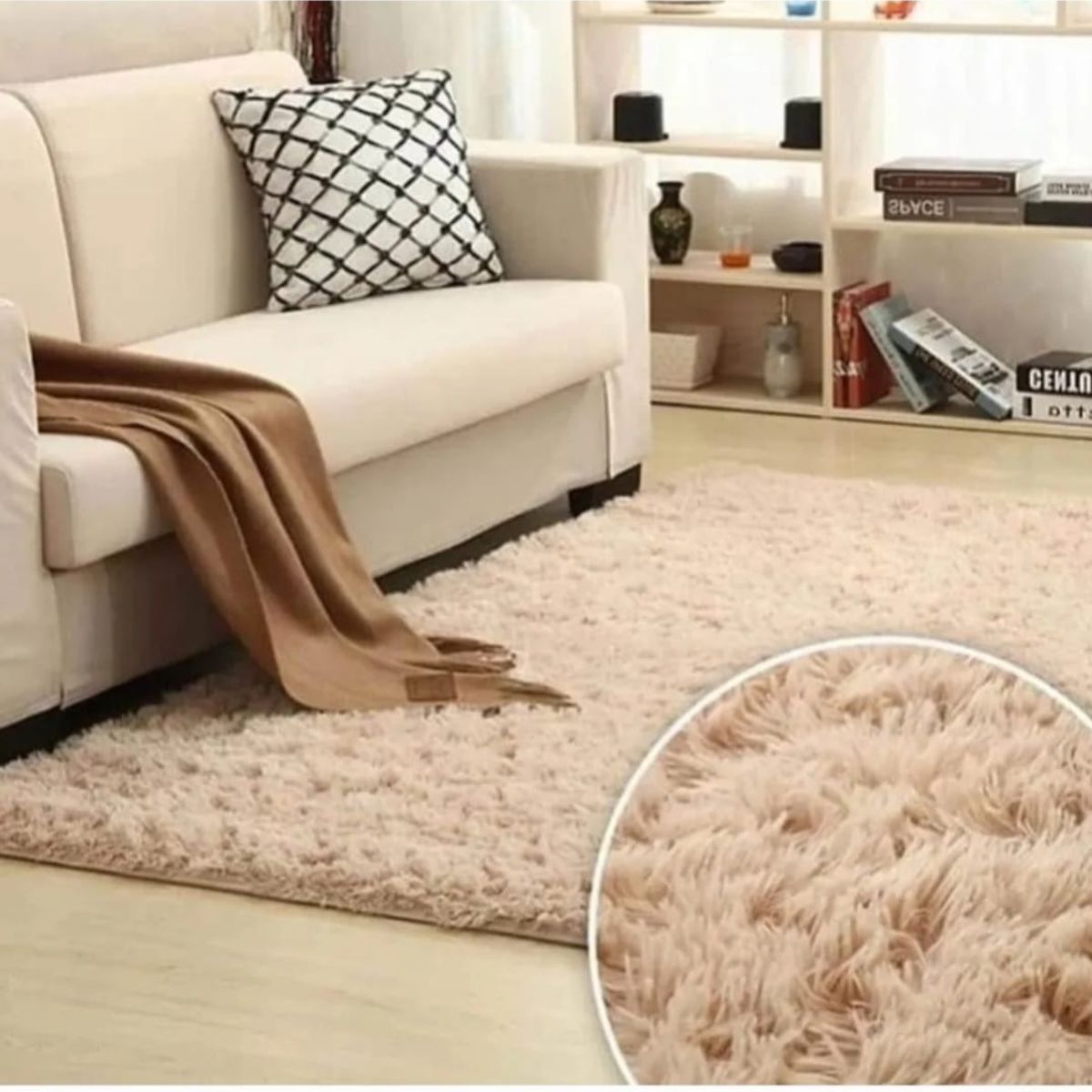 GENERICO - Alfombra peluda tipo Shaggy 240cm x 200cm Beige