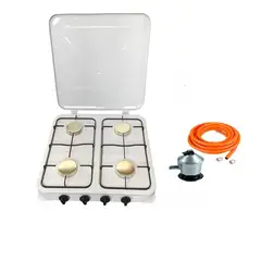 GENERICO - Cocinilla 4P con Regulador de gas manguera y abrazaderas
