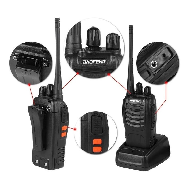 GENERICO - Pack X2 Radio Transmisor Walkie Talkie Bf-888s Baofeng