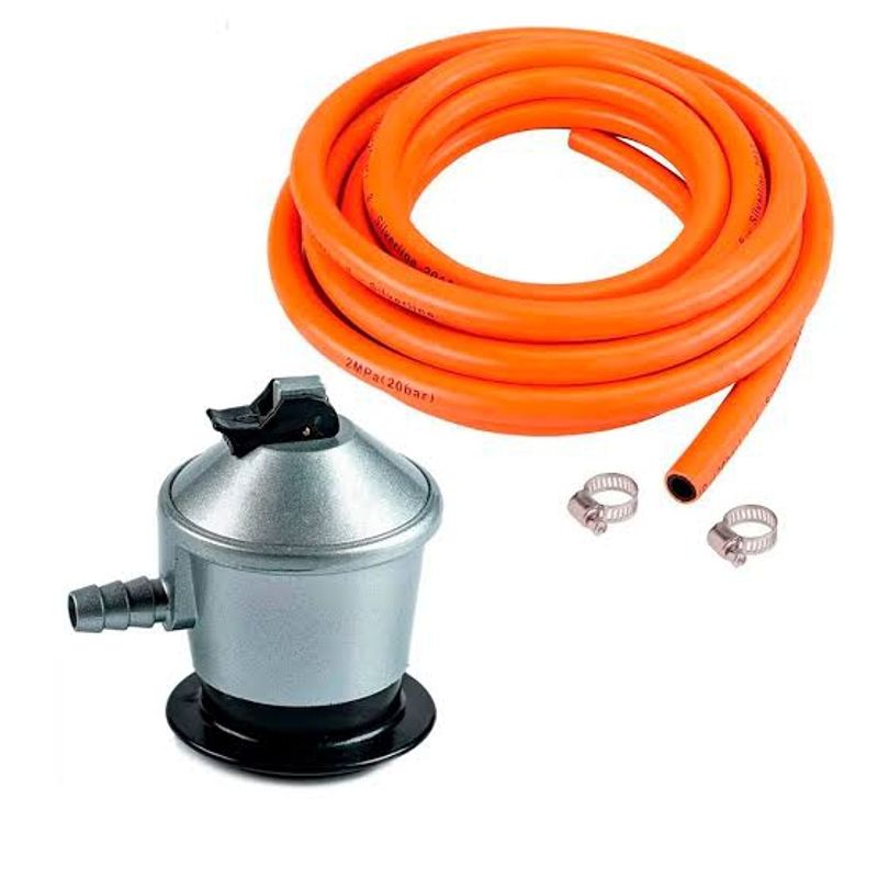 GENERICO - REGULADOR DE GAS CON MANGUERA 150 CM Y ABRAZADERAS