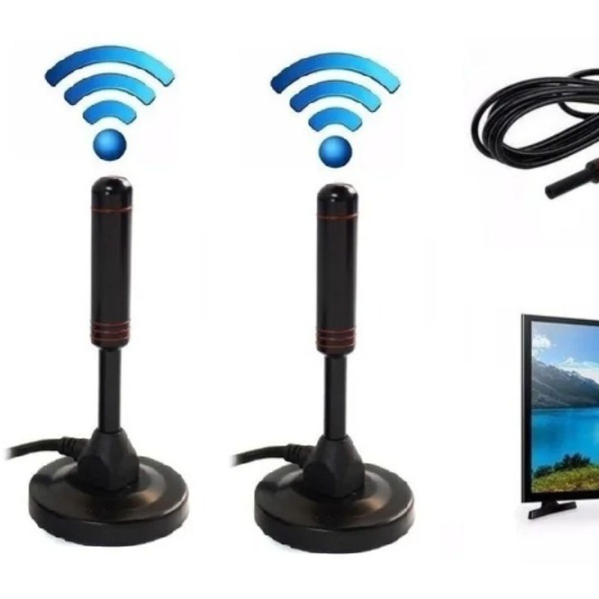 GENERICO - Pack X3 Antena Tv Digital Hd Con Iman Interior  Exterior