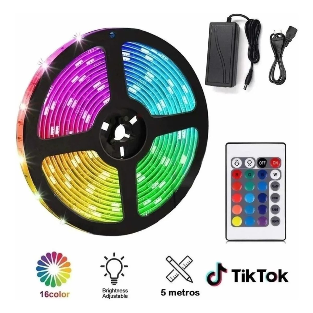 Pack De 2 Tiras Cinta De 300 Led 5mt Multicolores Rgb, marca GENERICO - Foto 2