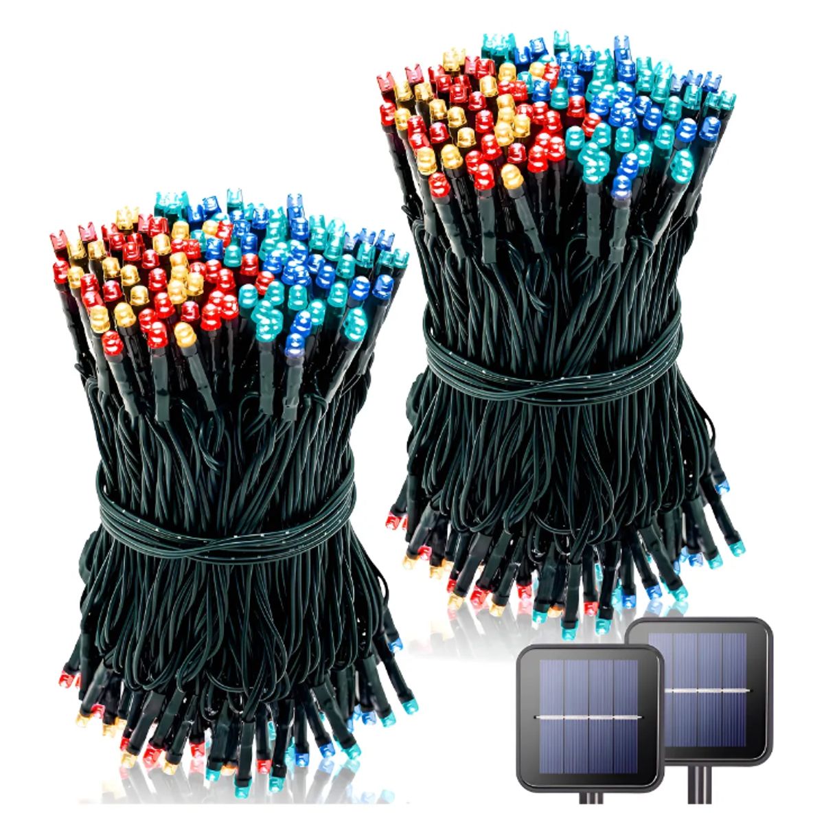 GENERICO - Pack X2 Luces Guirnaldas Solares Navidad 100 Led 10 Metros Luces Colores