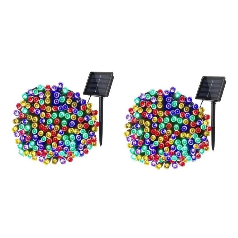 GENERICO - Pack X2 Luces Solares Navidad Guirnalda 10 Metros 100 Led Multicolor