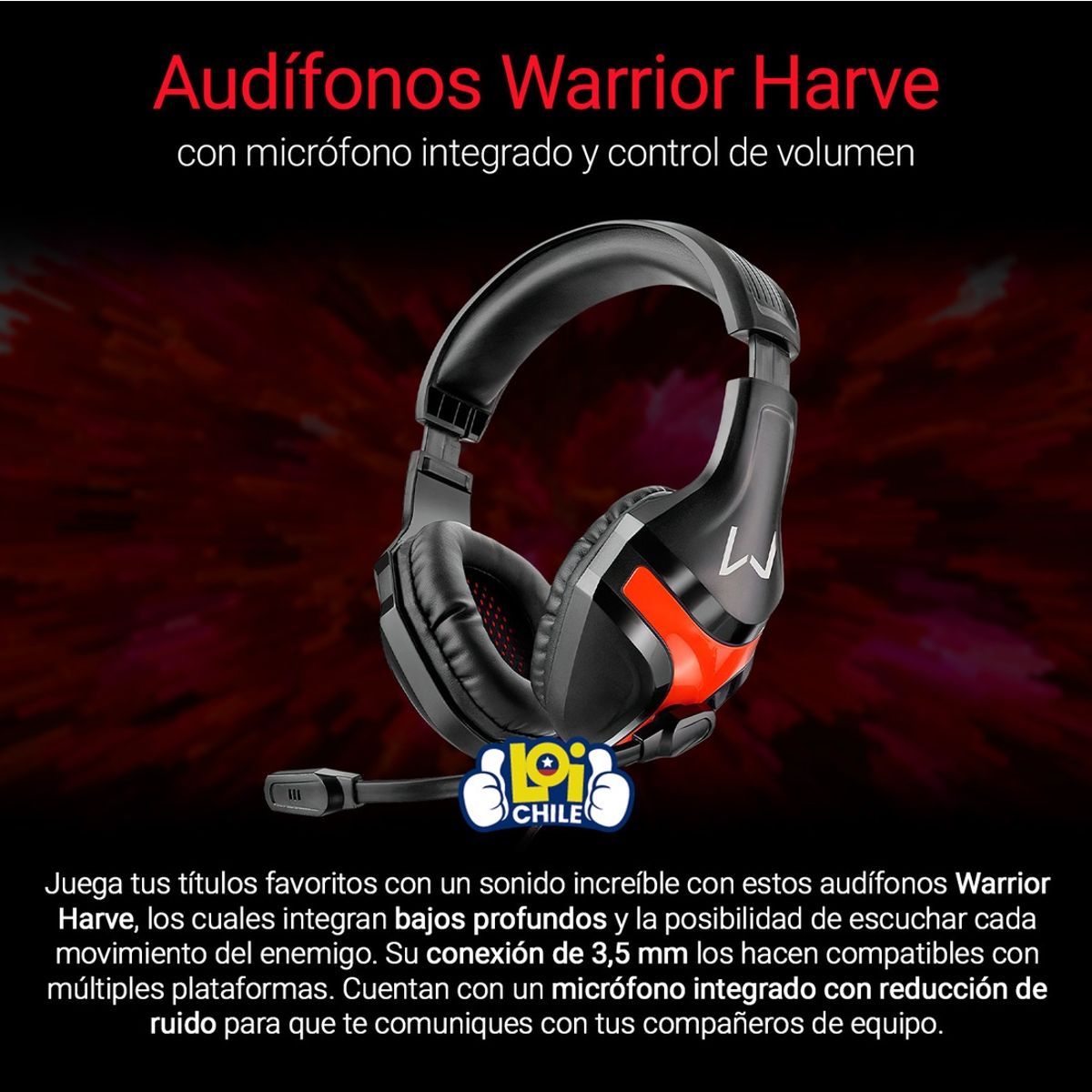 MULTILASER - Audífonos Gamer Warrior Harve Super Bass MULTILASER