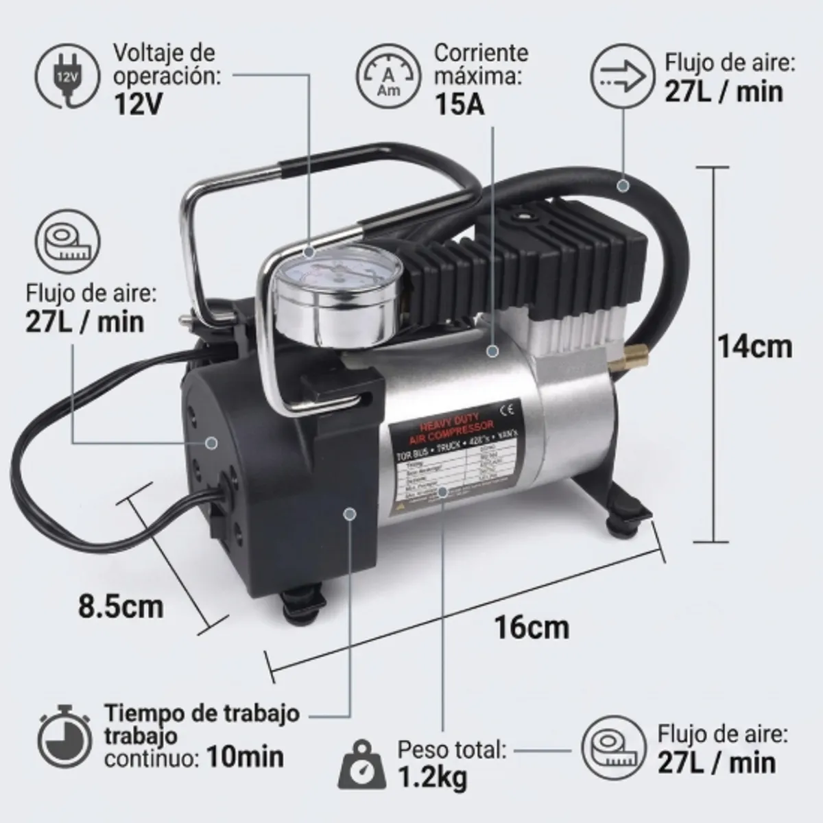 GENERICO - Compresor Aire Inflador Portátil Automóvil 12v 100psi