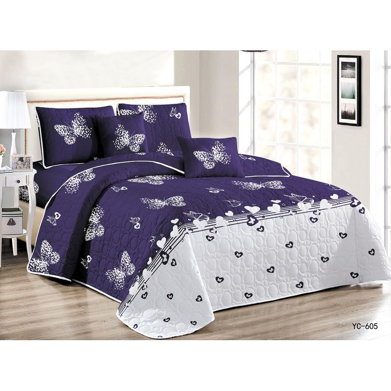 GENERICO - CUBRECAMA 2 PLAZAS ESTAMPADO CON FUNDAS DE ALMOHADA.