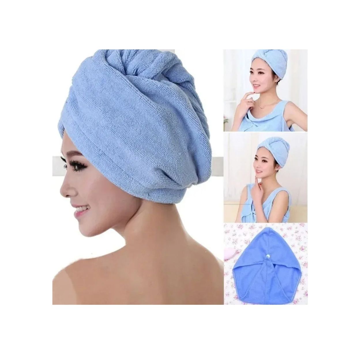 GENERICO - Toalla Para Secar Pelo Turbante Microfibra Colores Cabello Celeste