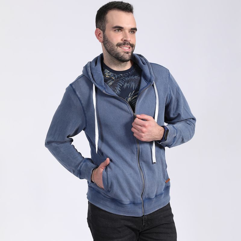 POTROS - Polerón Full Zipper Con Capucha Azul Marino POTROS