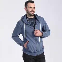 POTROS - Polerón Full Zipper Con Capucha Azul Marino