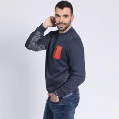 POTROS - Polerón Cuello Redondo Con Aplicación Azul marino