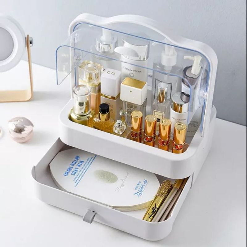 GENERICO - COSMETIQUERO CON TAPA ABATIBLE MODO ELEGANTE CAJONERA BLANCO