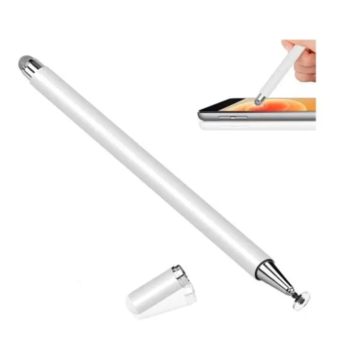 ESHOPANGIE - Lapiz Touch Táctil Doble Punta Para iPad Tablet Metalico Blanco