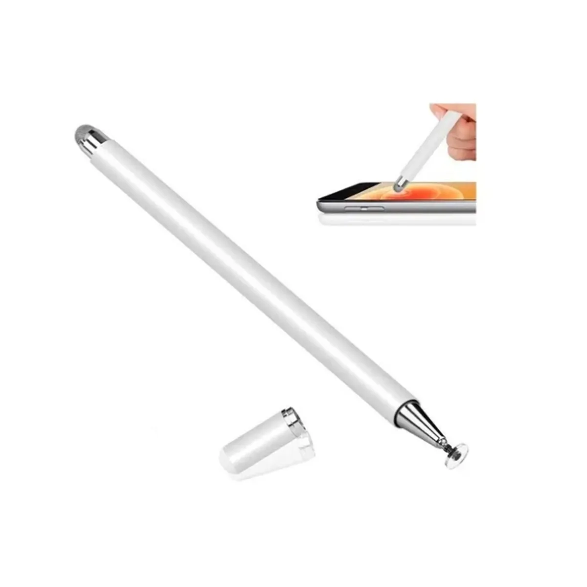 ESHOPANGIE - Lapiz Touch Táctil Doble Punta Para iPad Tablet Metalico Blanco