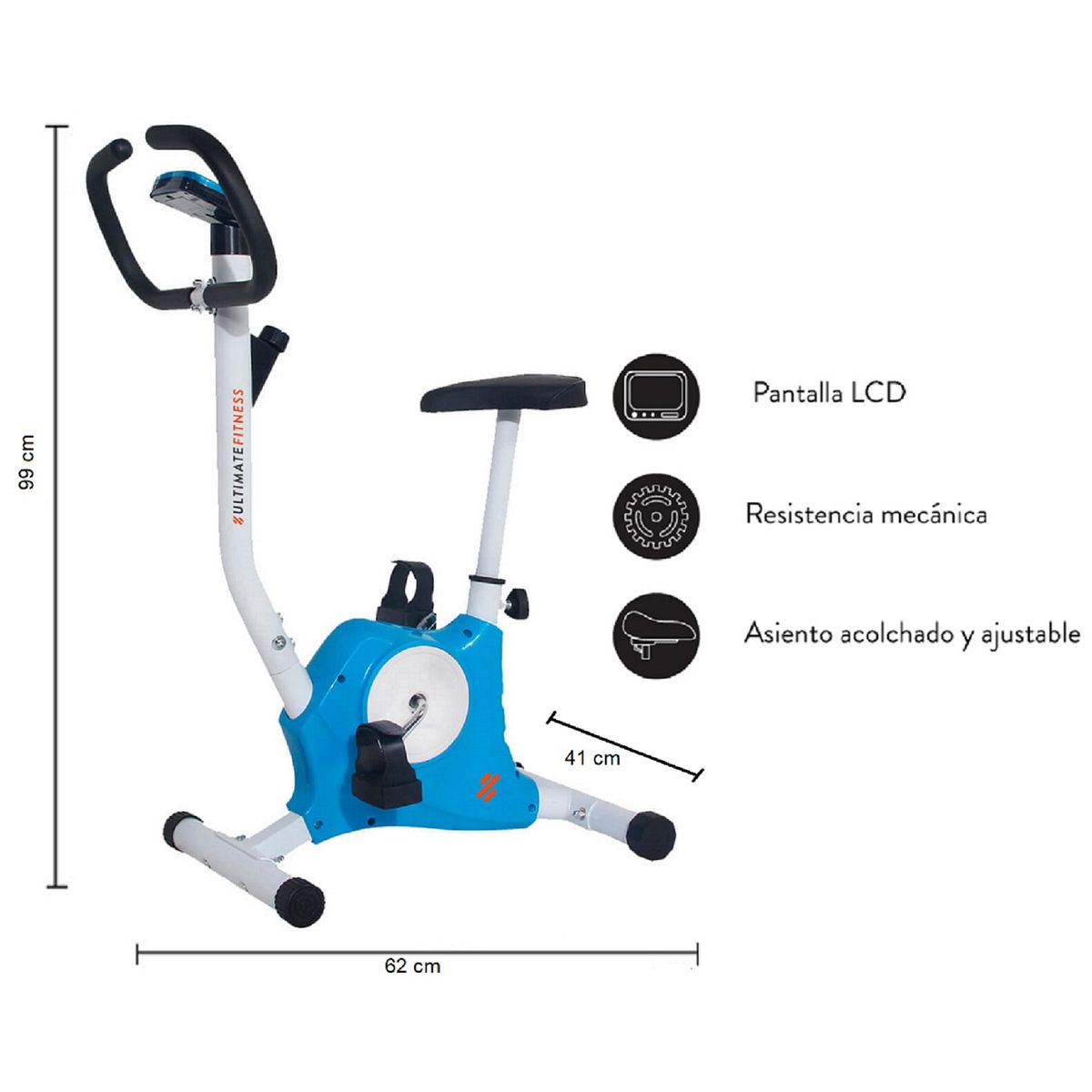 ULTIMATE FITNESS - BICICLETA ESTÁTICA E10 CELESTE