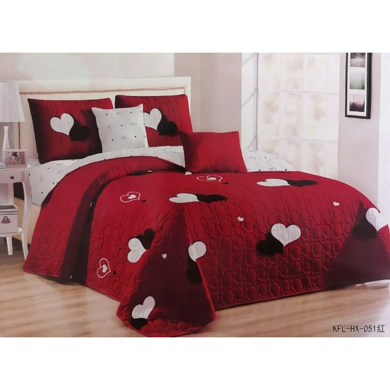 GENERICO - CUBRECAMA 2 PLAZAS ESTAMPADO CON FUNDAS DE ALMOHADA.