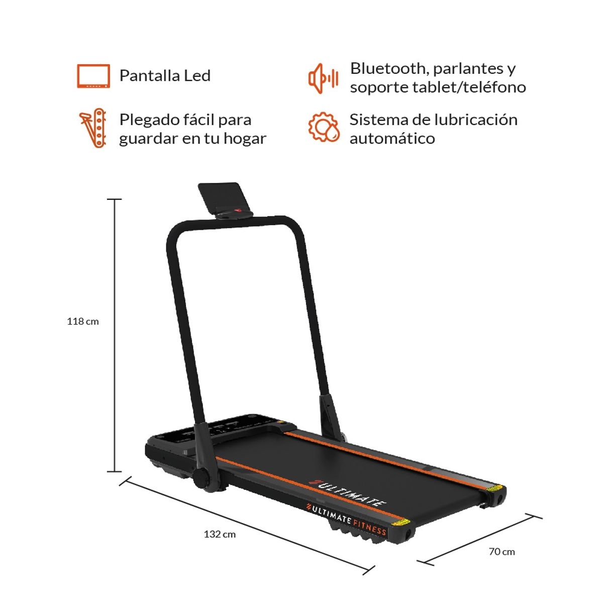 ULTIMATE FITNESS - TROTADORA ELÉCTRICA E90 FOLD PLEGABLE