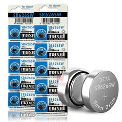 MAXELL - Pack 10 Pilas SR626SW 377 1.55V Tipo Botón Para Relojes