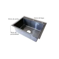 GENERICO - Lavaplatos acero inoxidable 55x43 Deluxe color grafito oscuro