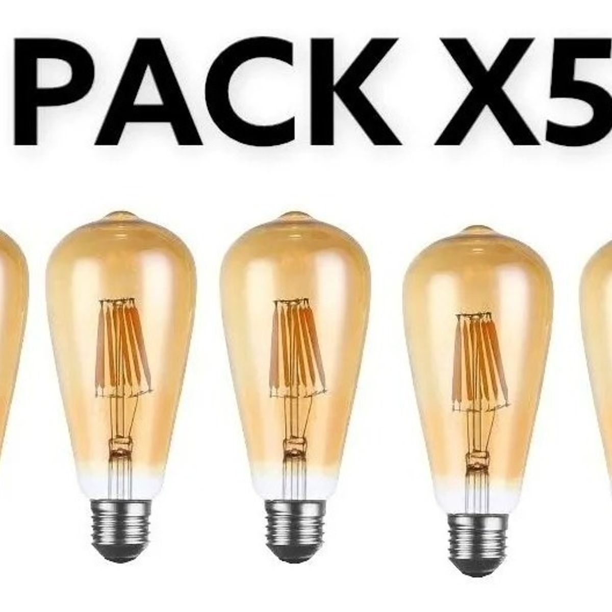 TASBEL - Pack X5 Ampolleta Retro Led Vintage Luz Calida 4w