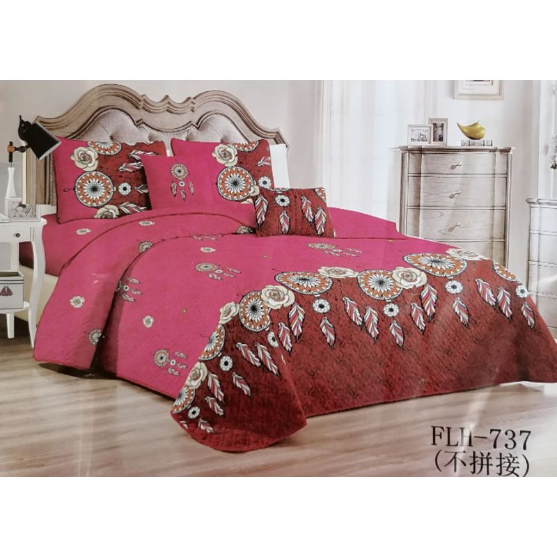 GENERICO - CUBRECAMA 2 PLAZAS ESTAMPADO CON FUNDAS DE ALMOHADA.