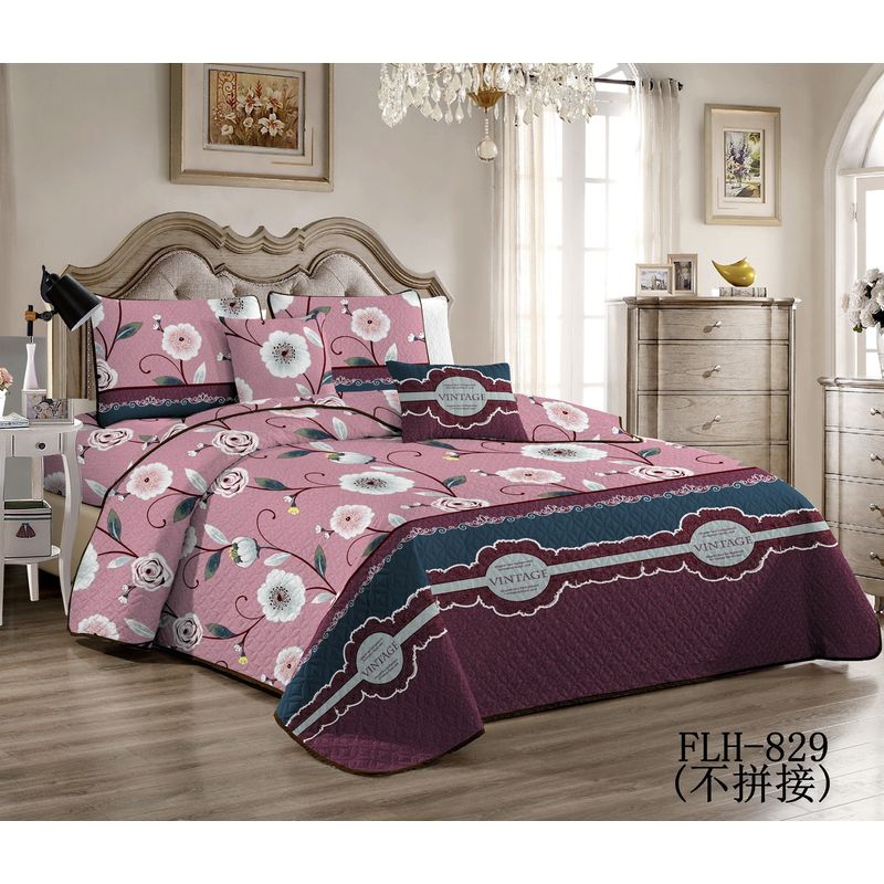 GENERICO - CUBRECAMA 2 PLAZAS ESTAMPADO CON FUNDAS DE ALMOHADA.