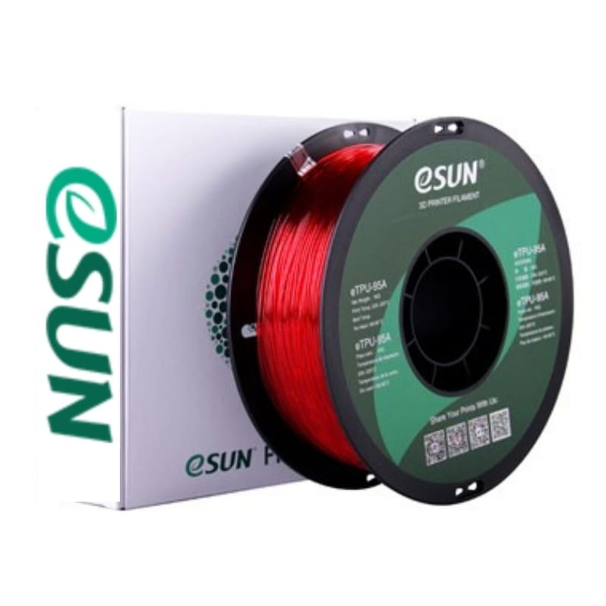 ESUN - Filamento 3D Tpu Esun 1kg 175mm Rojo Transparente