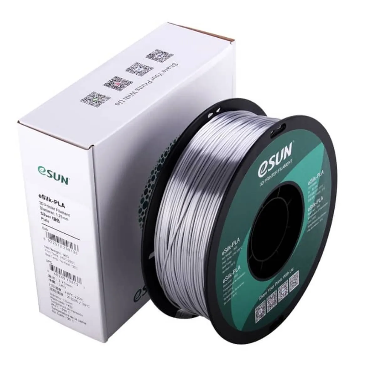 ESUN - Filamento 3D Pla Seda Esun  1.75MM Silver - Filamentos