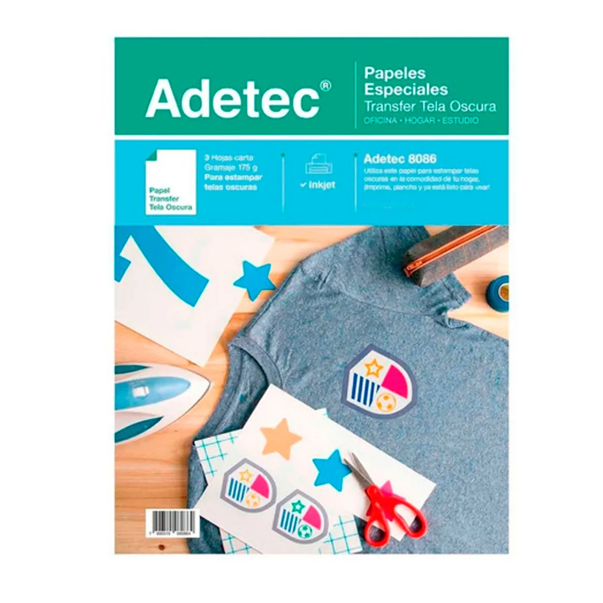 ADETEC - Papel Transfer Para Telas ropa Oscura Para Impresoras Inkj