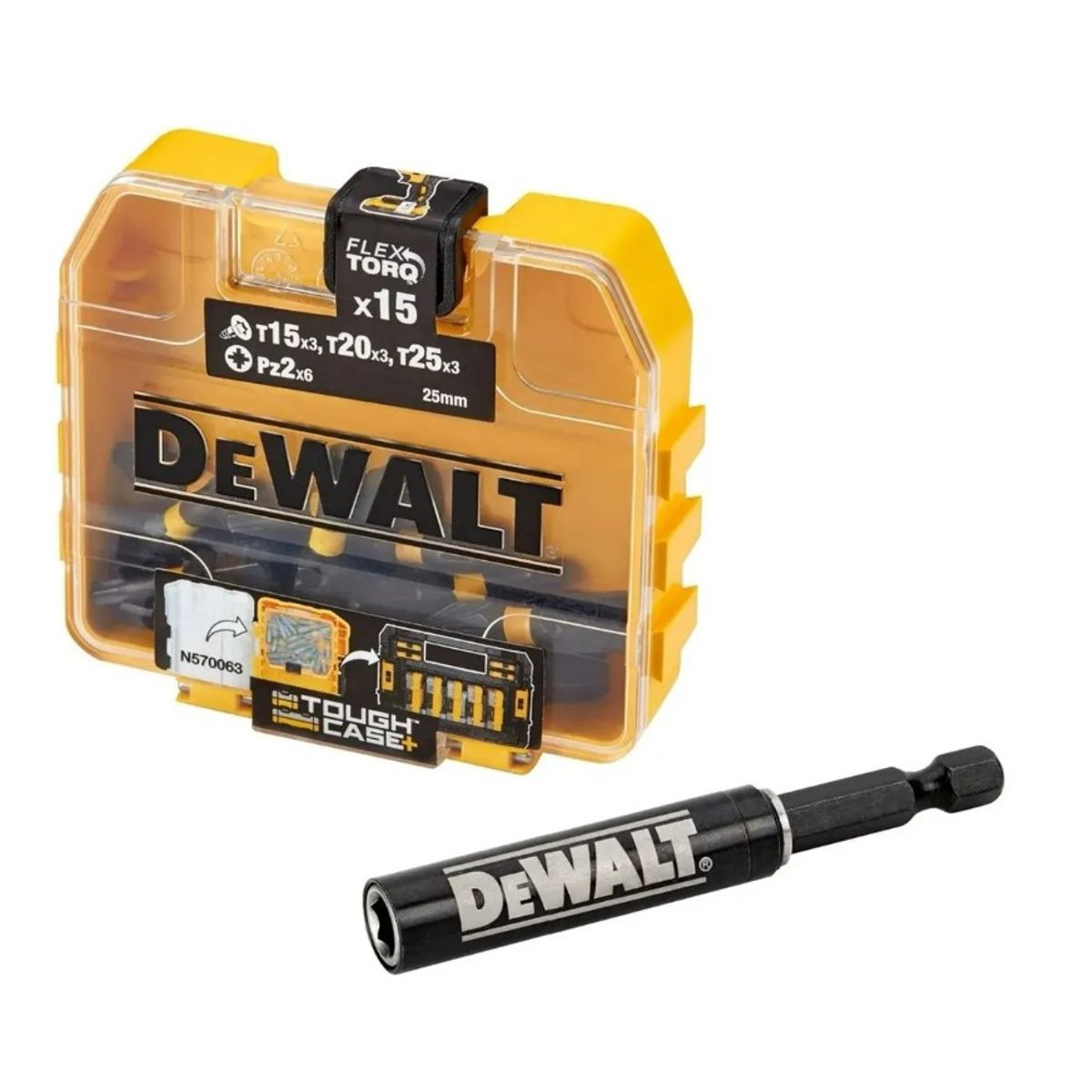 DEWALT - Set 15 Ptas Extrem Flex Torq+ Adap Magnético Dewalt Dt70522t