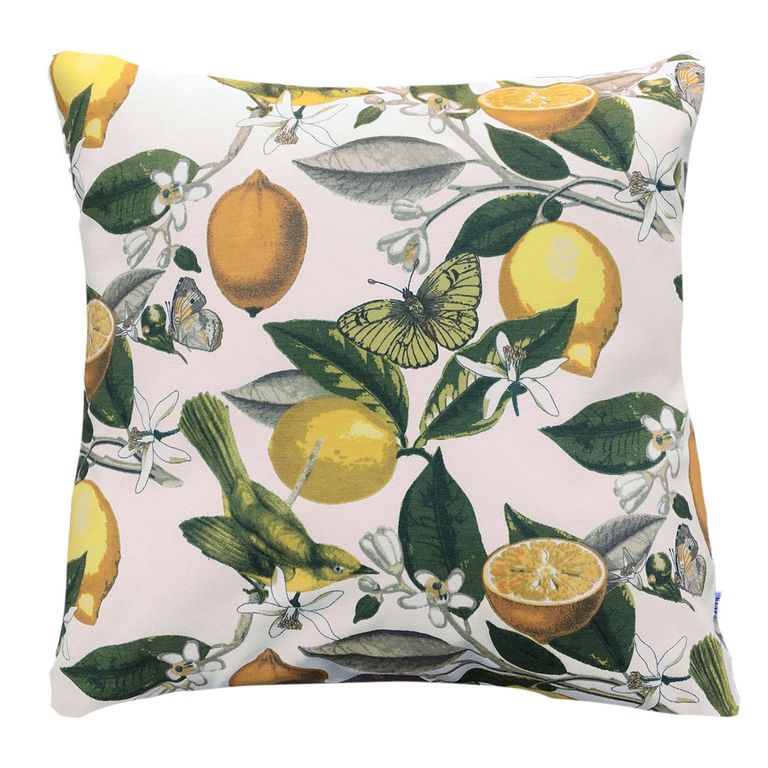 FUNDA COJIN DECORATIVO LIMONES AMARILLO Y VERDE 60X60.