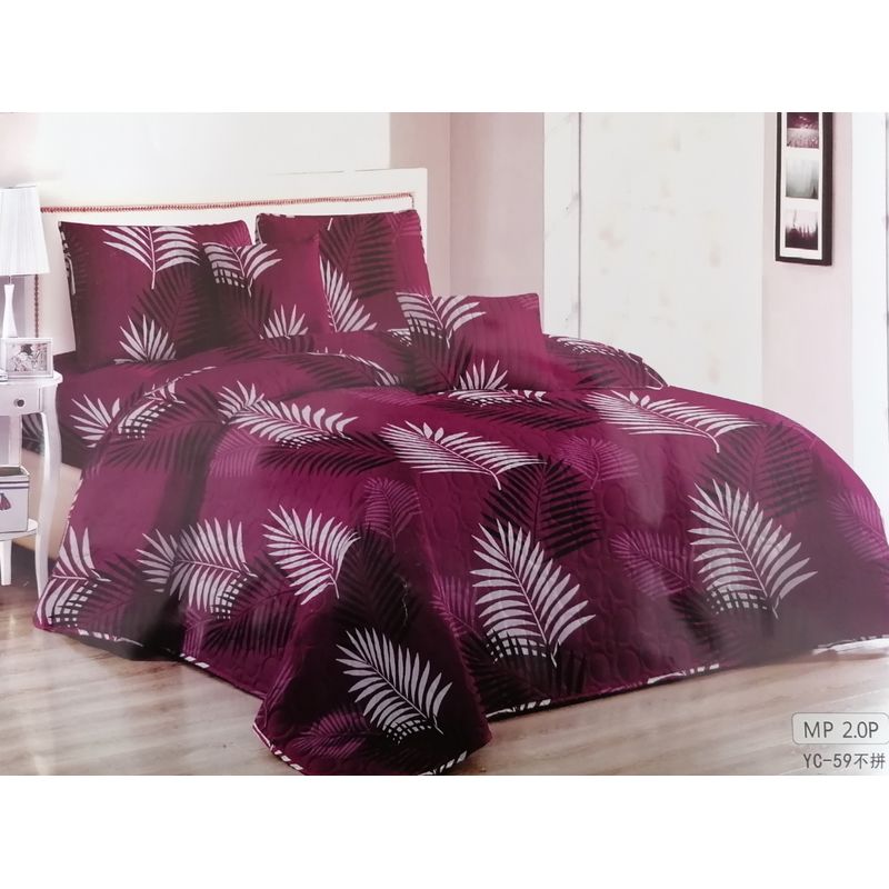 GENERICO - CUBRECAMA 2 PLAZAS ESTAMPADO CON FUNDAS DE ALMOHADA.