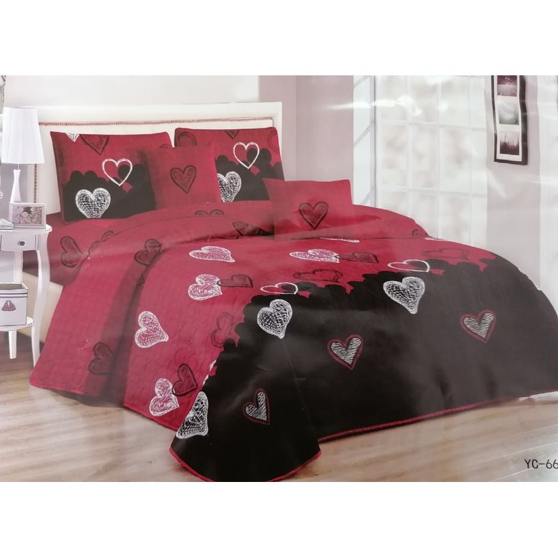 GENERICO - CUBRECAMA 2 PLAZAS ESTAMPADO CON FUNDAS DE ALMOHADA.