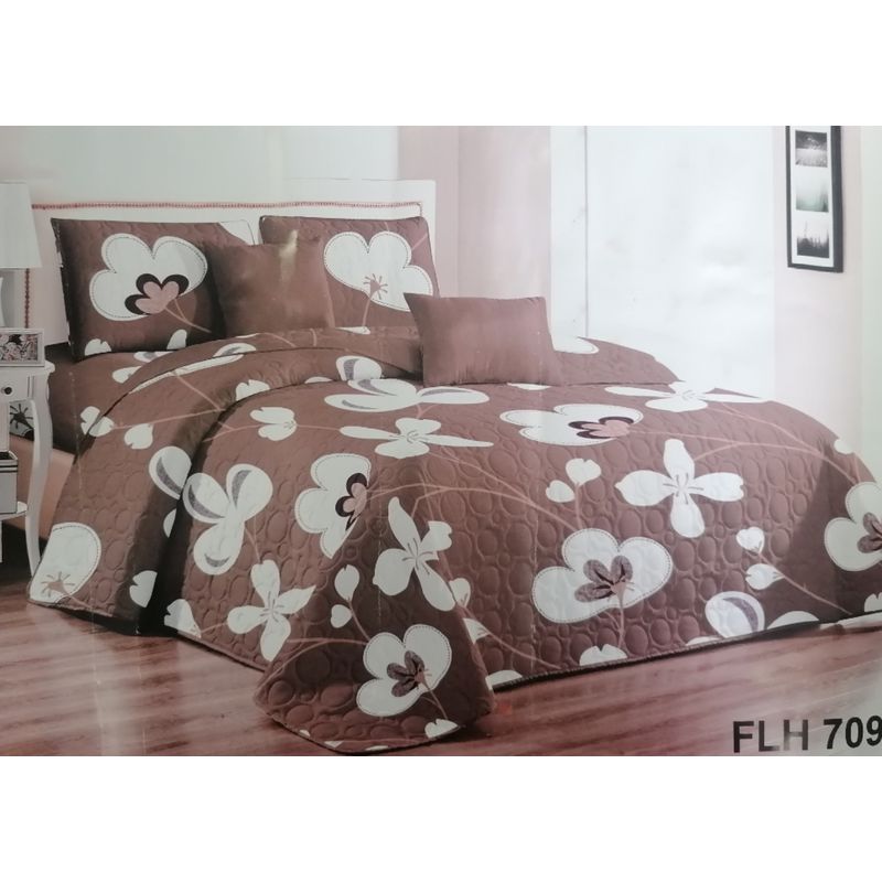 GENERICO - CUBRECAMA 2 PLAZAS ESTAMPADO CON FUNDAS DE ALMOHADA.