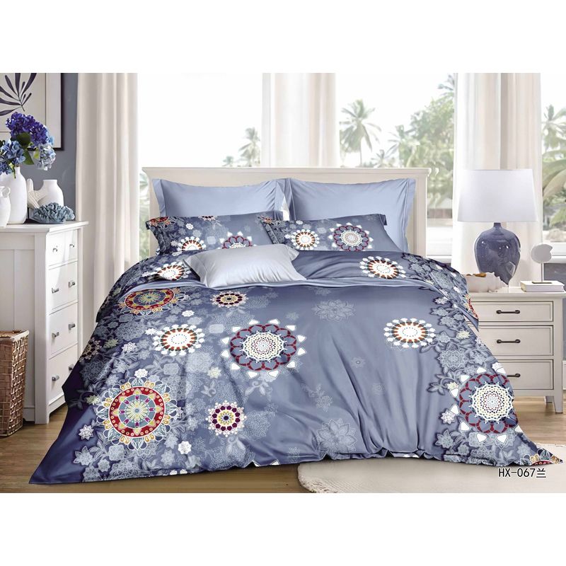 GENERICO - CUBRECAMA 2 PLAZAS ESTAMPADO CON FUNDAS DE ALMOHADA.