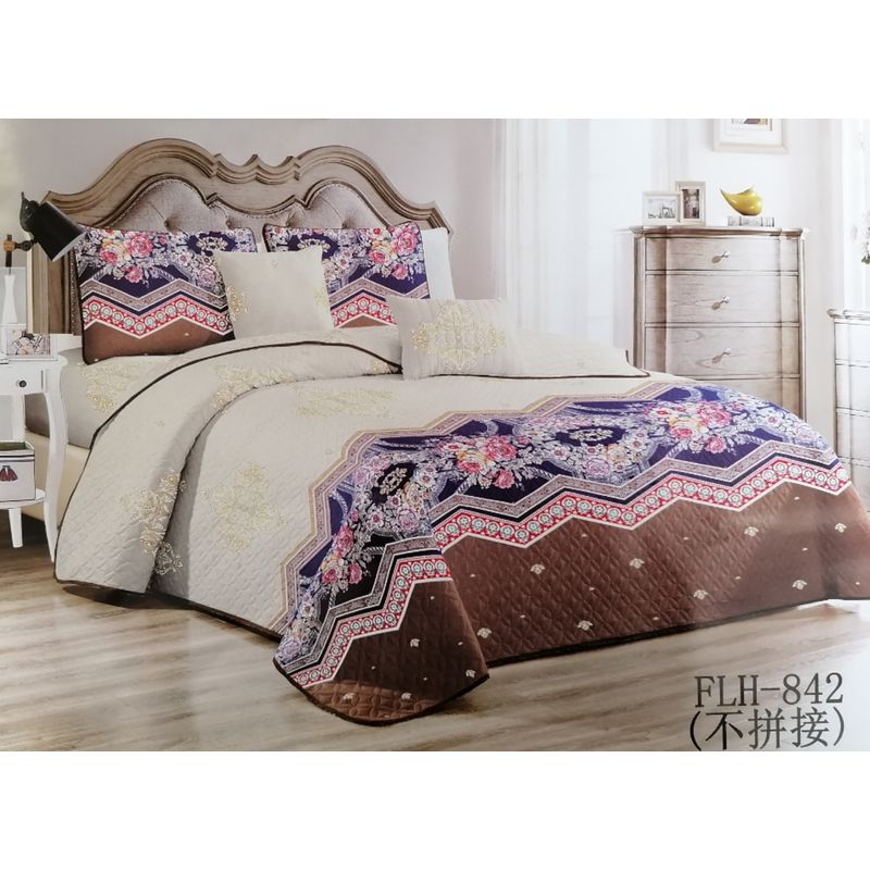 GENERICO - CUBRECAMA 2 PLAZAS ESTAMPADO CON FUNDAS DE ALMOHADA.