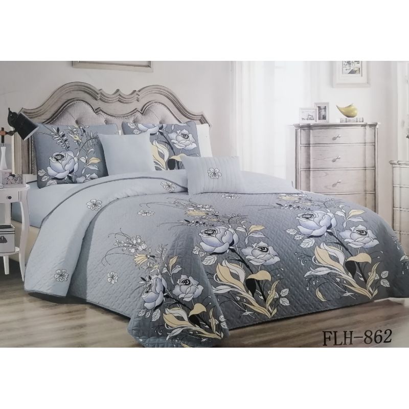 GENERICO - CUBRECAMA 2 PLAZAS ESTAMPADO CON FUNDAS DE ALMOHADA.