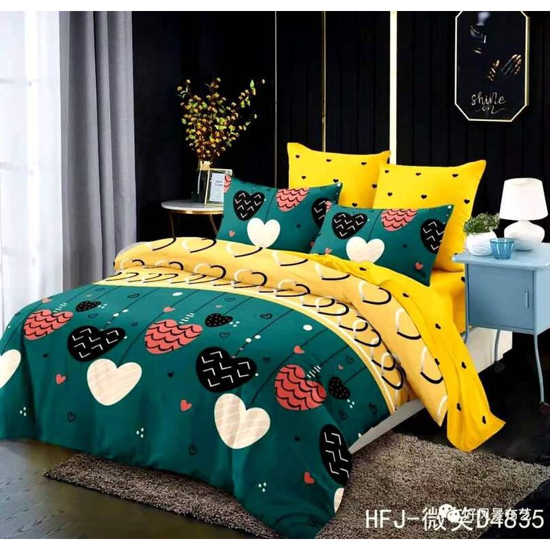 GENERICO - CUBRECAMA 2 PLAZAS ESTAMPADO CON FUNDAS DE ALMOHADA.