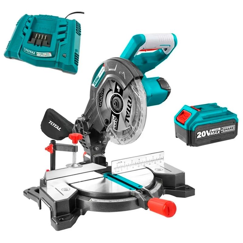TOTAL TOOLS - Sierra Ingleteadora Inalambrica 20v bateria  cargador Total