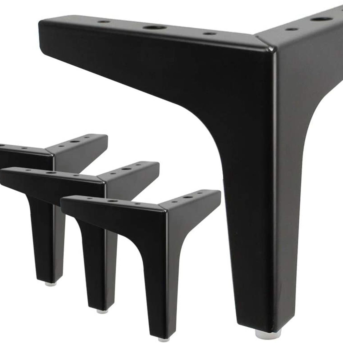 GENERICO - Pack 4 Patas Metálicas Negras Para Muebles Sofas Closet