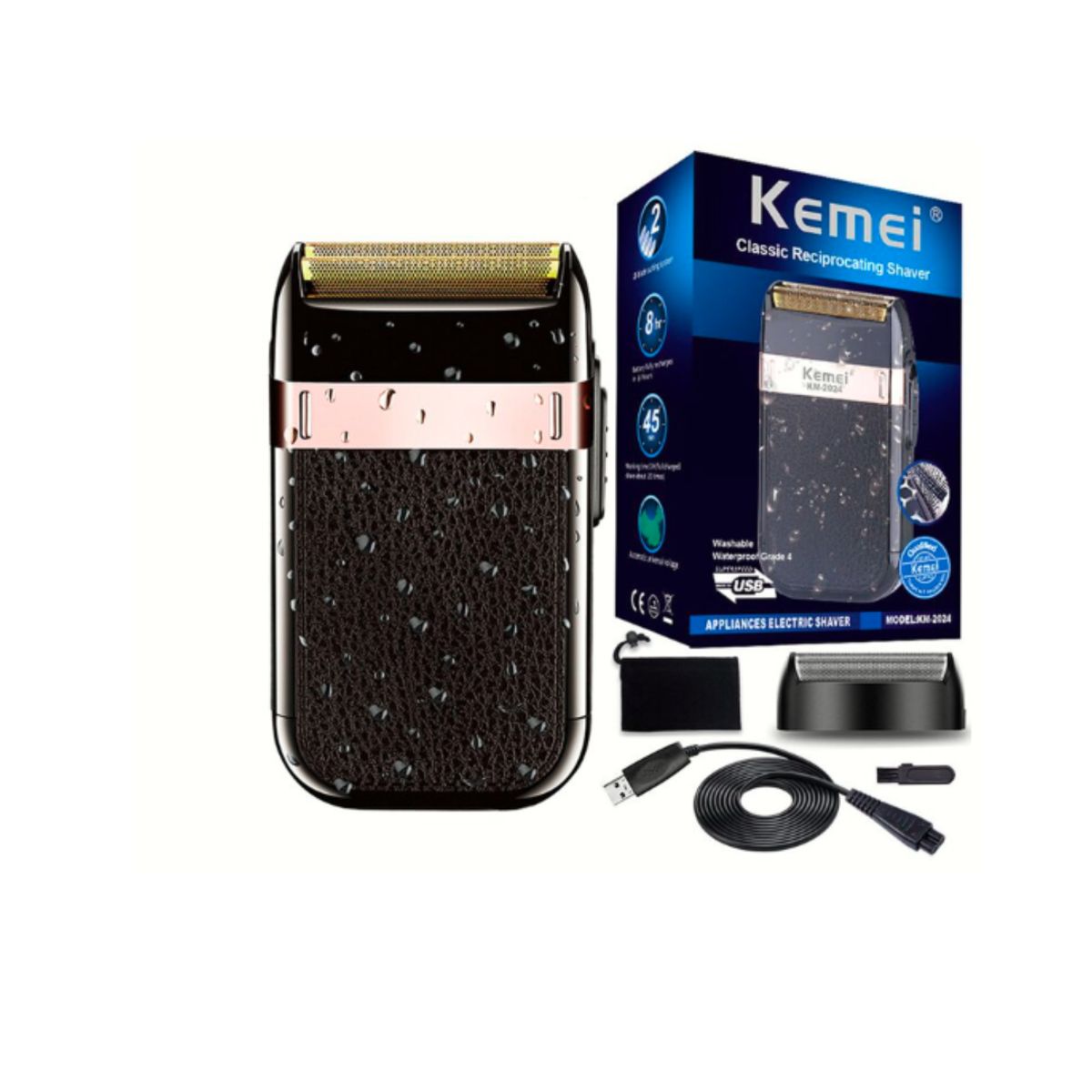 KEMEI - Afeitadora Depiladora Hombre  USB Inalambrica
