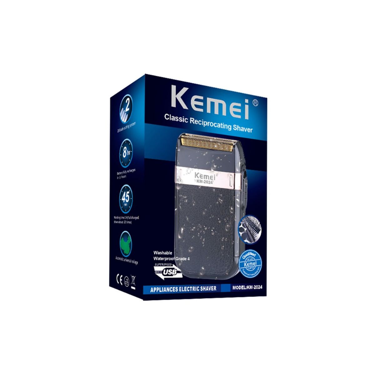 KEMEI - Afeitadora Depiladora Hombre  USB Inalambrica