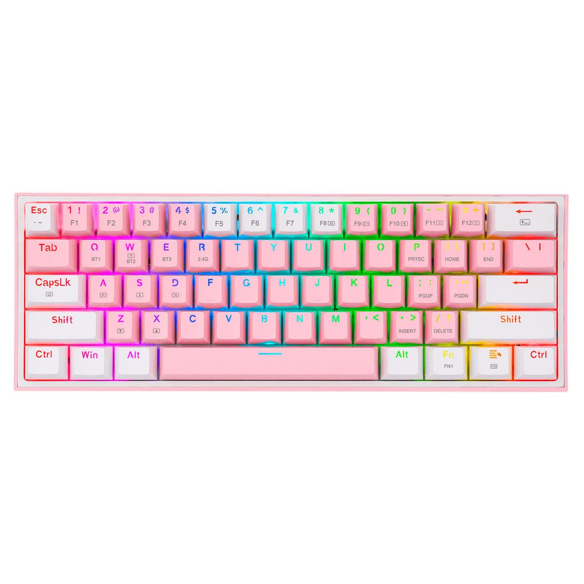 REDRAGON - Teclado Redragon Fizz Pro 60% RGB Pink/White - Crazygames