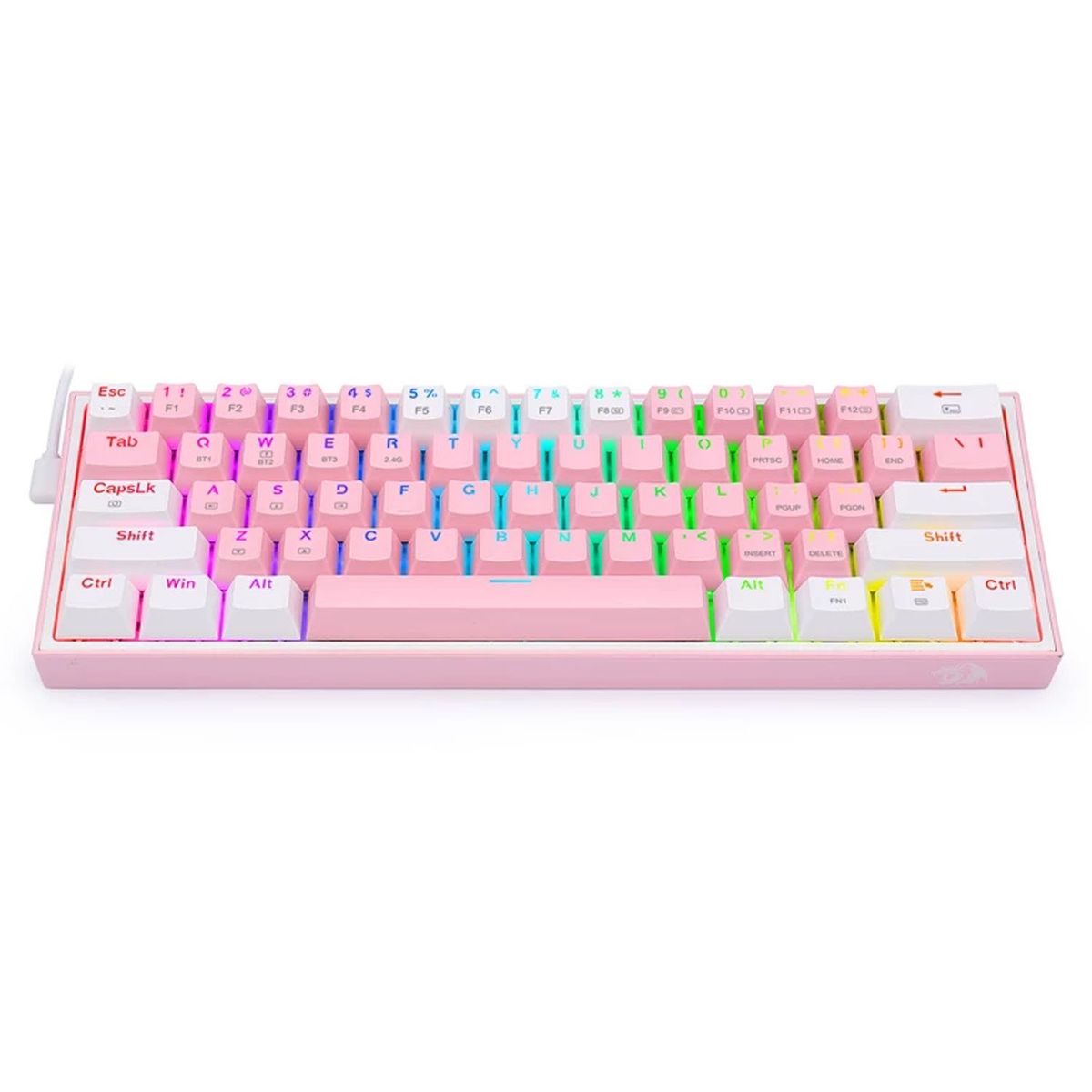 REDRAGON - Teclado Redragon Fizz Pro 60% RGB Pink/White - Crazygames