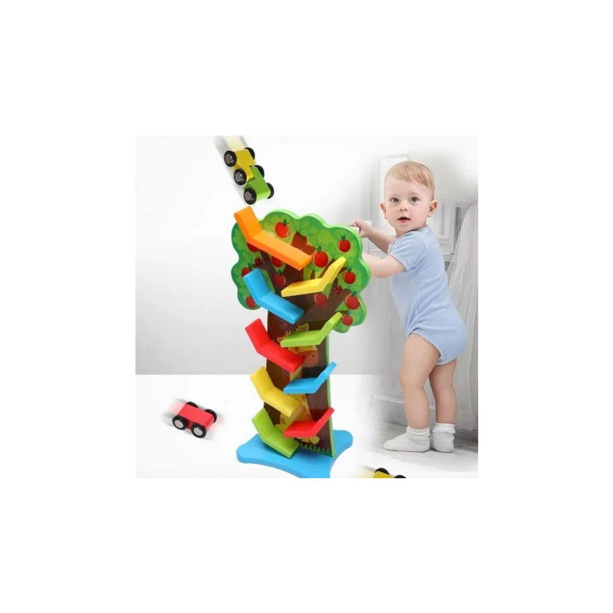 GENERICO - Pista De Auto De Madera  Autos Montessori