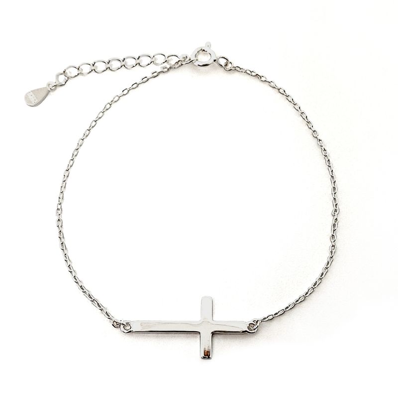 ANDREA COGGIOLA JOYAS - Pulsera Cruz Lisa Plata Fina 925