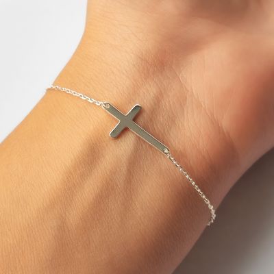Imagen 2 del producto Pulsera Cruz Lisa Plata Fina 925