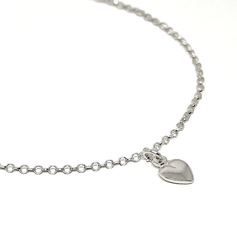 ANDREA COGGIOLA JOYAS - Tobillera Corazón Eslabón Plata Fina 925