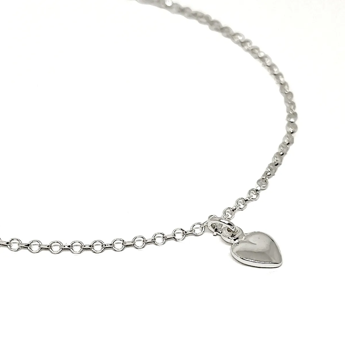 COGGIOLA - Tobillera Corazón Eslabón Plata Fina 925